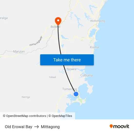 Old Erowal Bay to Mittagong map