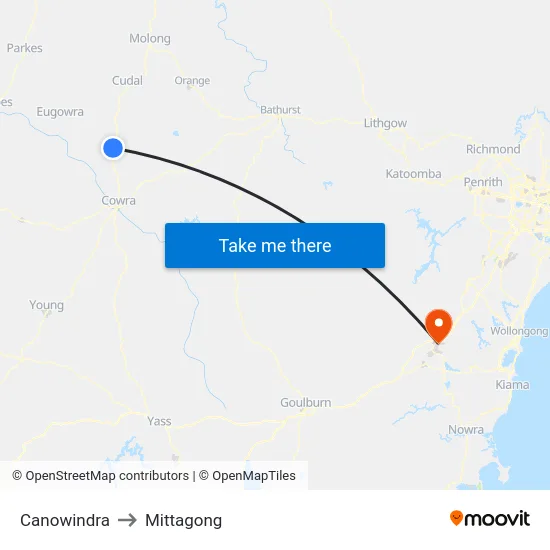 Canowindra to Mittagong map