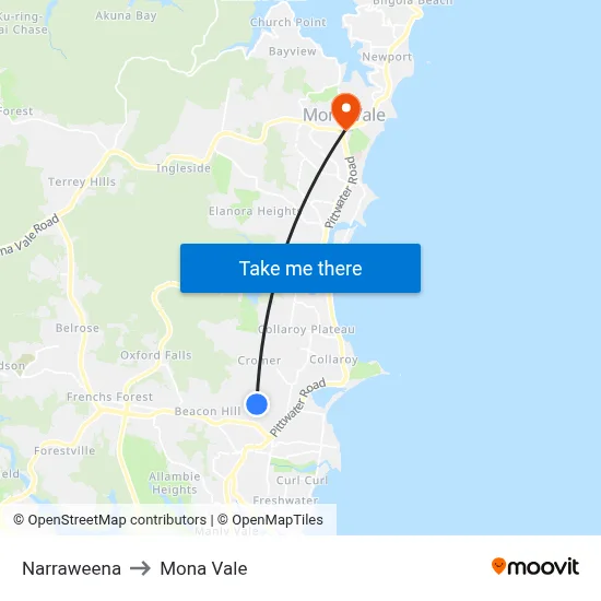 Narraweena to Mona Vale map