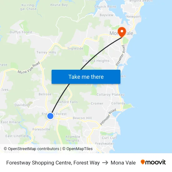Forestway Shopping Centre, Forest Way to Mona Vale map