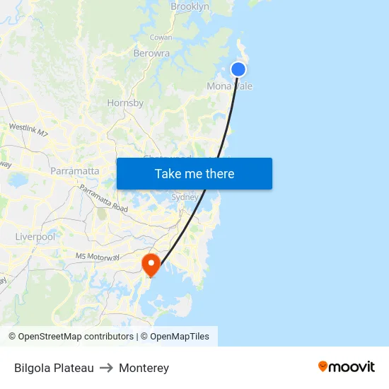 Bilgola Plateau to Monterey map