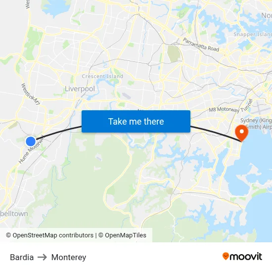 Bardia to Monterey map
