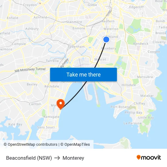 Beaconsfield (NSW) to Monterey map
