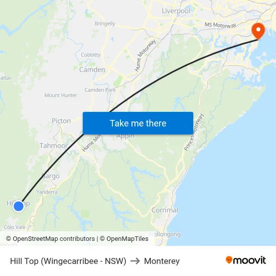 Hill Top (Wingecarribee - NSW) to Monterey map