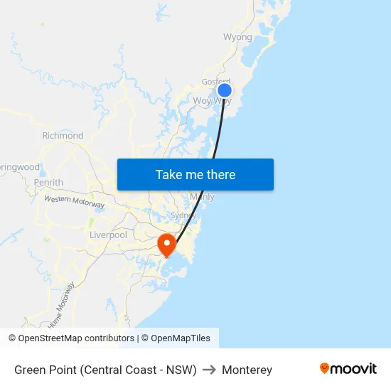Green Point (Central Coast - NSW) to Monterey map