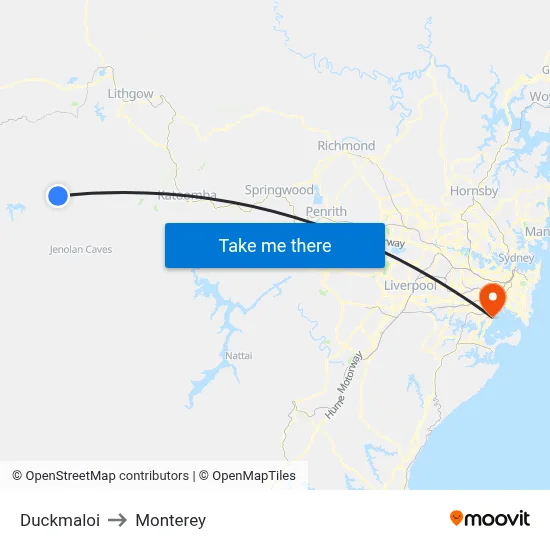 Duckmaloi to Monterey map