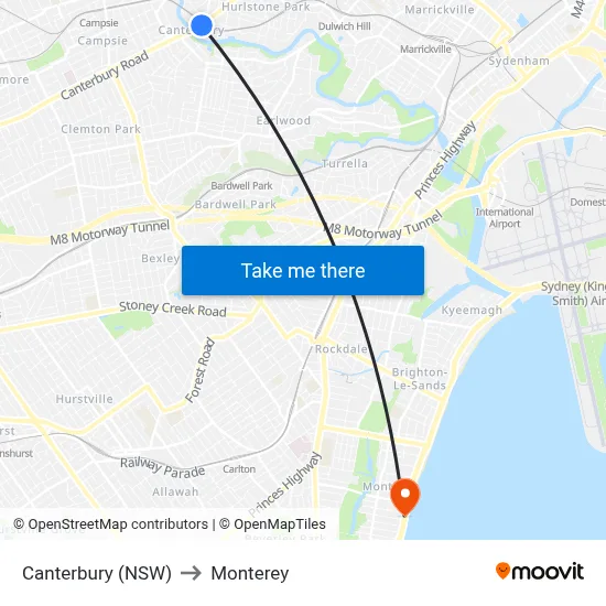 Canterbury (NSW) to Monterey map