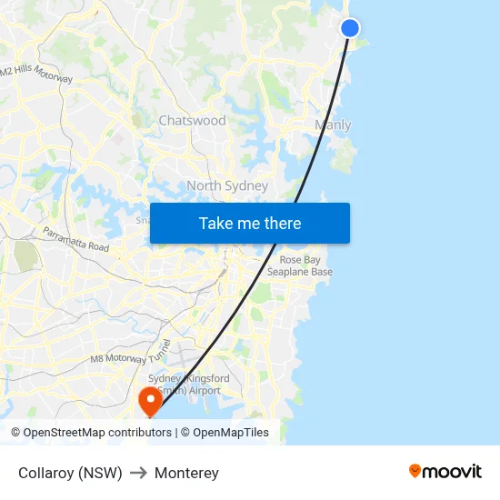Collaroy (NSW) to Monterey map