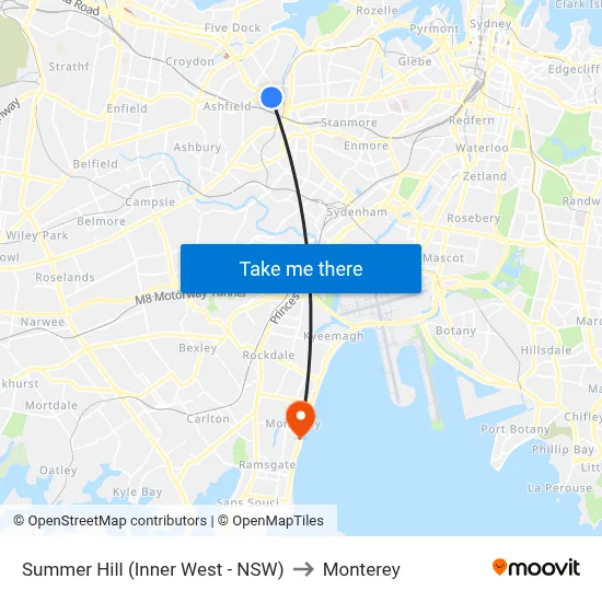 Summer Hill (Inner West - NSW) to Monterey map