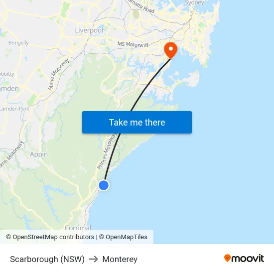 Scarborough (NSW) to Monterey map