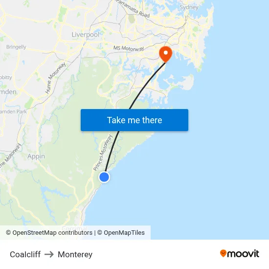 Coalcliff to Monterey map