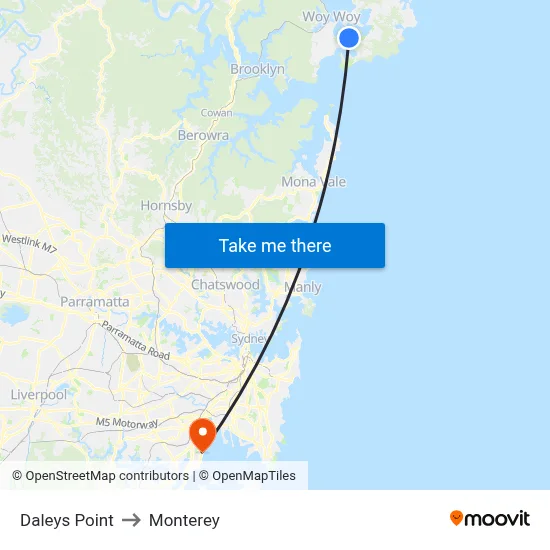 Daleys Point to Monterey map
