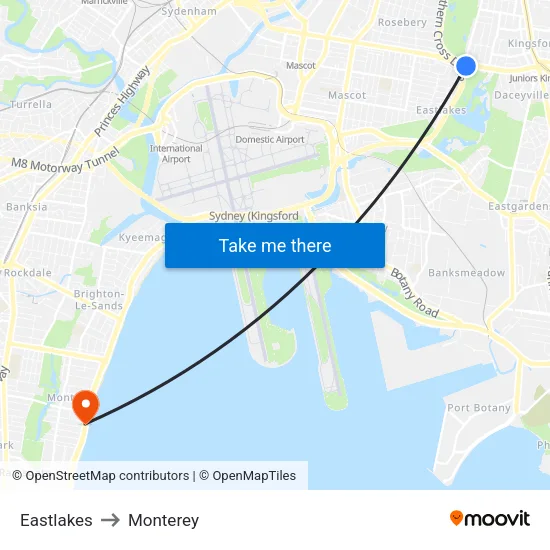 Eastlakes to Monterey map