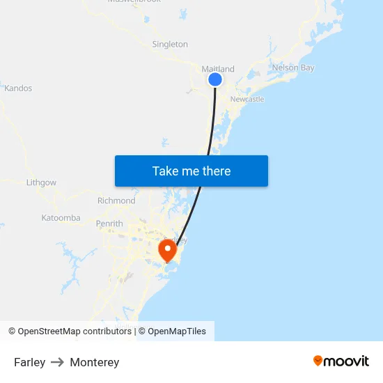 Farley to Monterey map