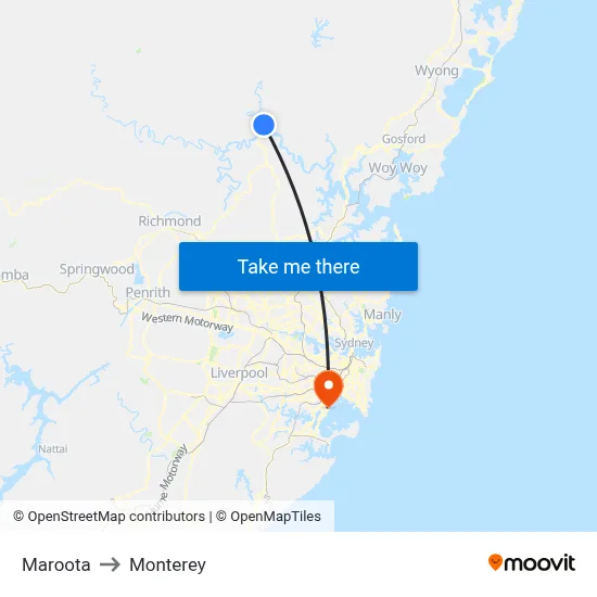 Maroota to Monterey map
