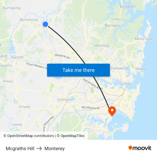 Mcgraths Hill to Monterey map