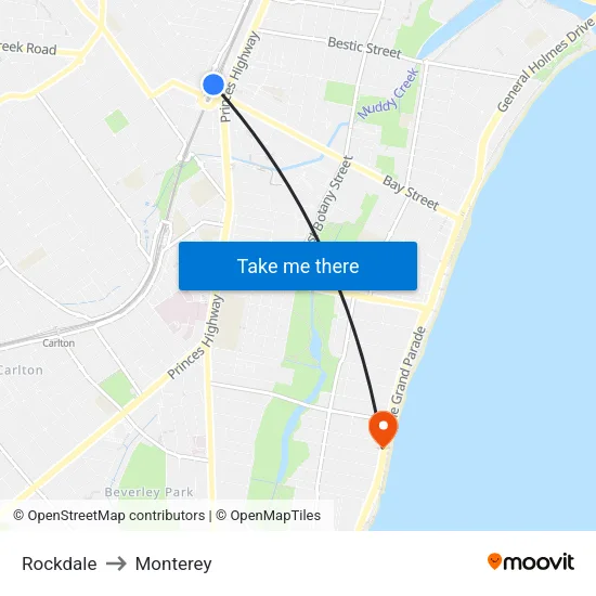 Rockdale to Monterey map