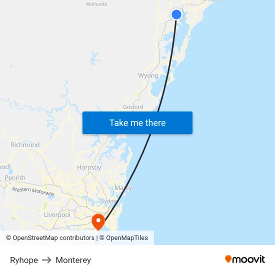 Ryhope to Monterey map
