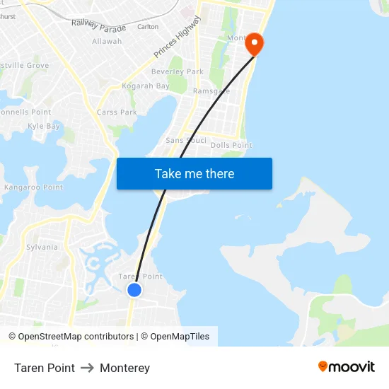Taren Point to Monterey map