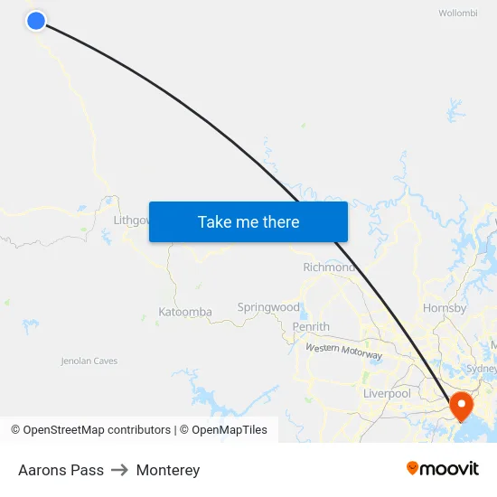 Aarons Pass to Monterey map