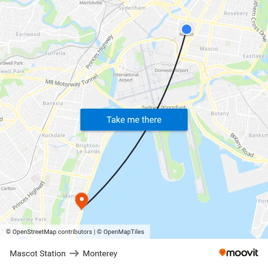 Mascot Station to Monterey map
