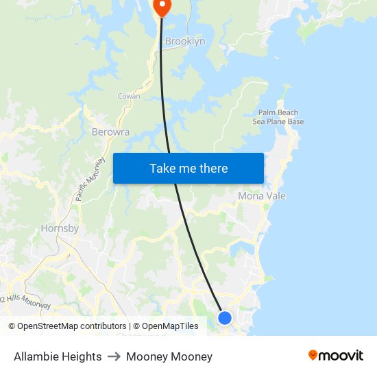 Allambie Heights to Mooney Mooney map