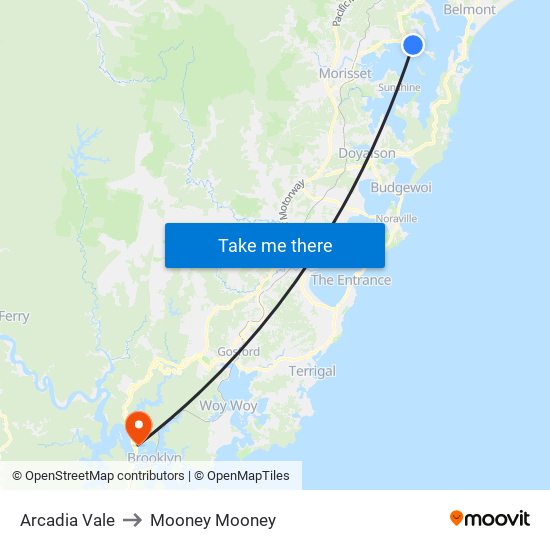 Arcadia Vale to Mooney Mooney map