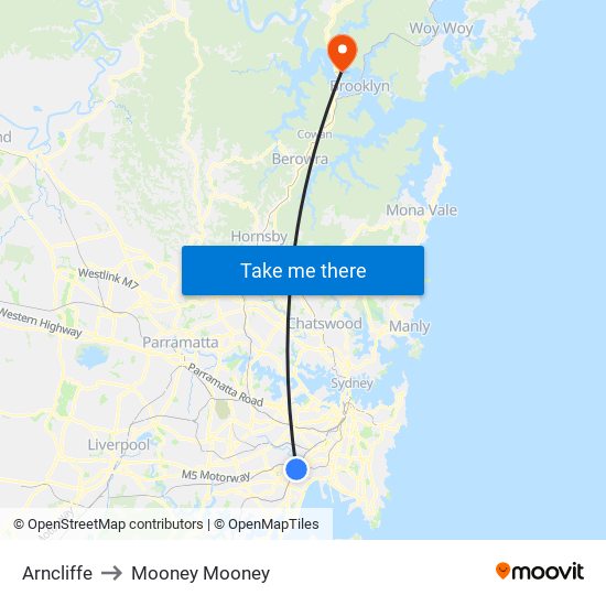 Arncliffe to Mooney Mooney map