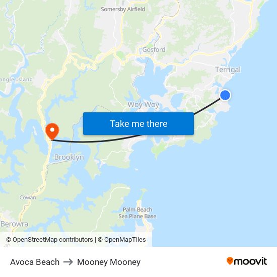 Avoca Beach to Mooney Mooney map