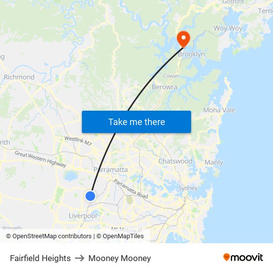 Fairfield Heights to Mooney Mooney map