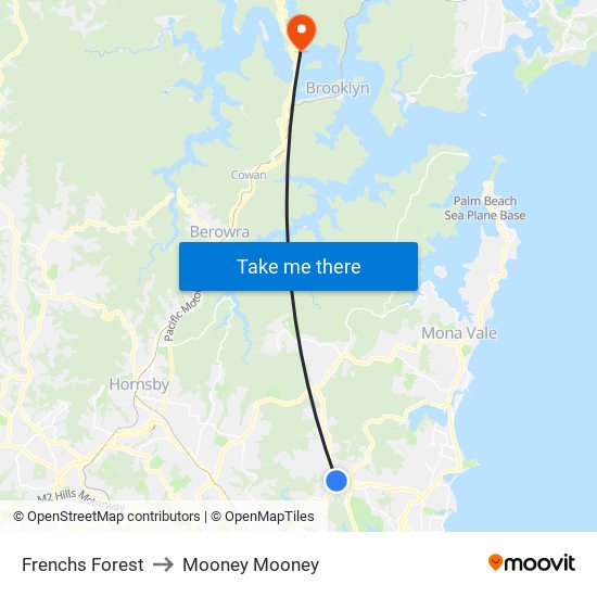 Frenchs Forest to Mooney Mooney map