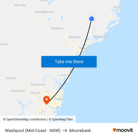 Washpool (Mid-Coast - NSW) to Moorebank map