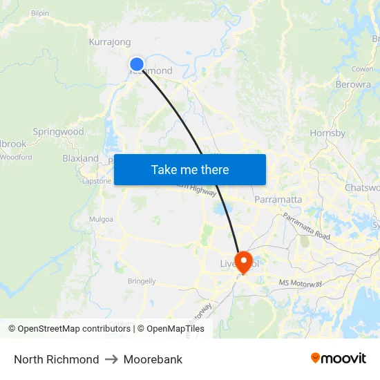 North Richmond to Moorebank map