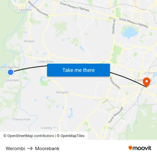 Werombi to Moorebank map