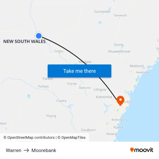 Warren to Moorebank map