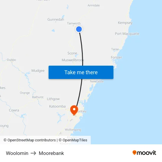 Woolomin to Moorebank map