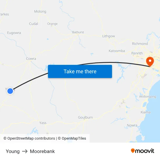 Young to Moorebank map