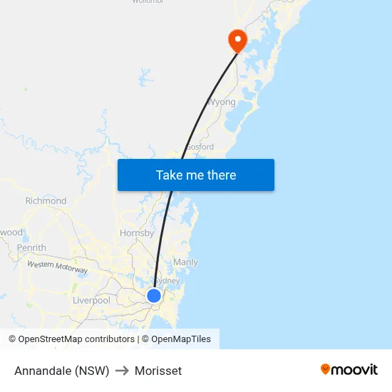 Annandale (NSW) to Morisset map