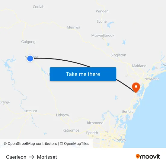 Caerleon to Morisset map
