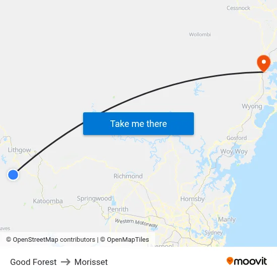Good Forest to Morisset map