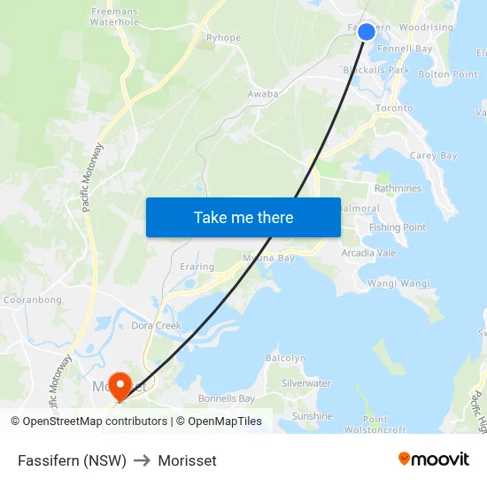 Fassifern (NSW) to Morisset map