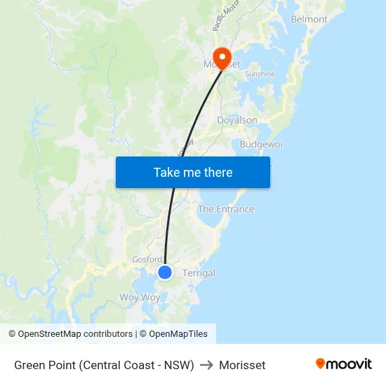 Green Point (Central Coast - NSW) to Morisset map