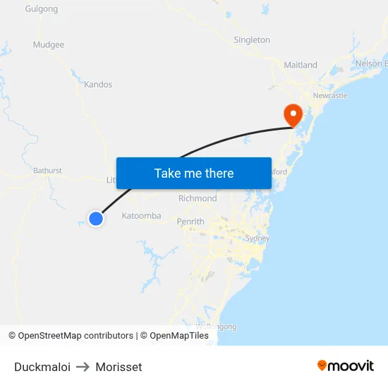 Duckmaloi to Morisset map
