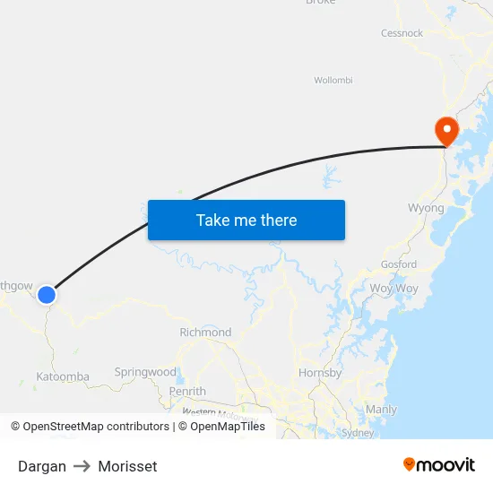 Dargan to Morisset map
