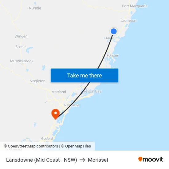Lansdowne (Mid-Coast - NSW) to Morisset map