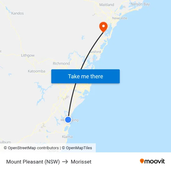 Mount Pleasant (NSW) to Morisset map