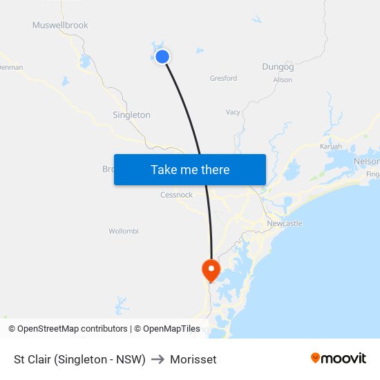 St Clair (Singleton - NSW) to Morisset map