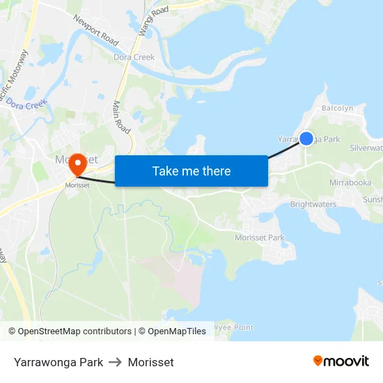 Yarrawonga Park to Morisset map