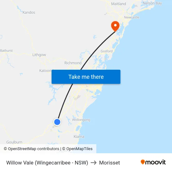Willow Vale (Wingecarribee - NSW) to Morisset map