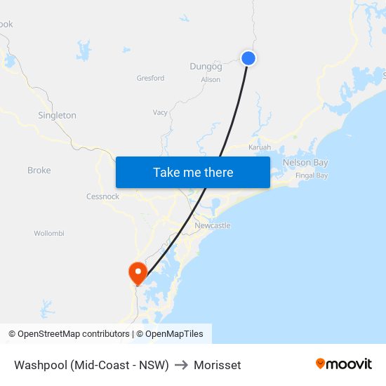 Washpool (Mid-Coast - NSW) to Morisset map